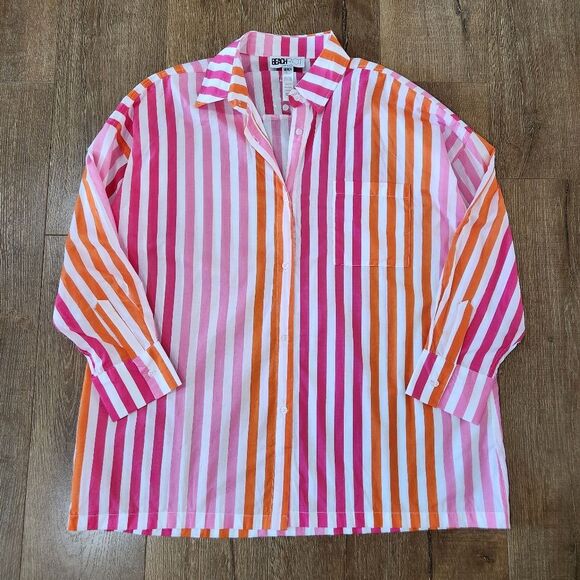NWOT Beach Riot Oversized Alexa Stripe Top Lrg Colorful Preppy Vacay Beach Happy - Picture 3 of 12